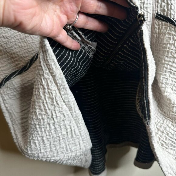 Habitat Sleeveless Beige Gray Full Zip Tunic Vest Sz L Waffle Pockets Lagenlook - Picture 9 of 13